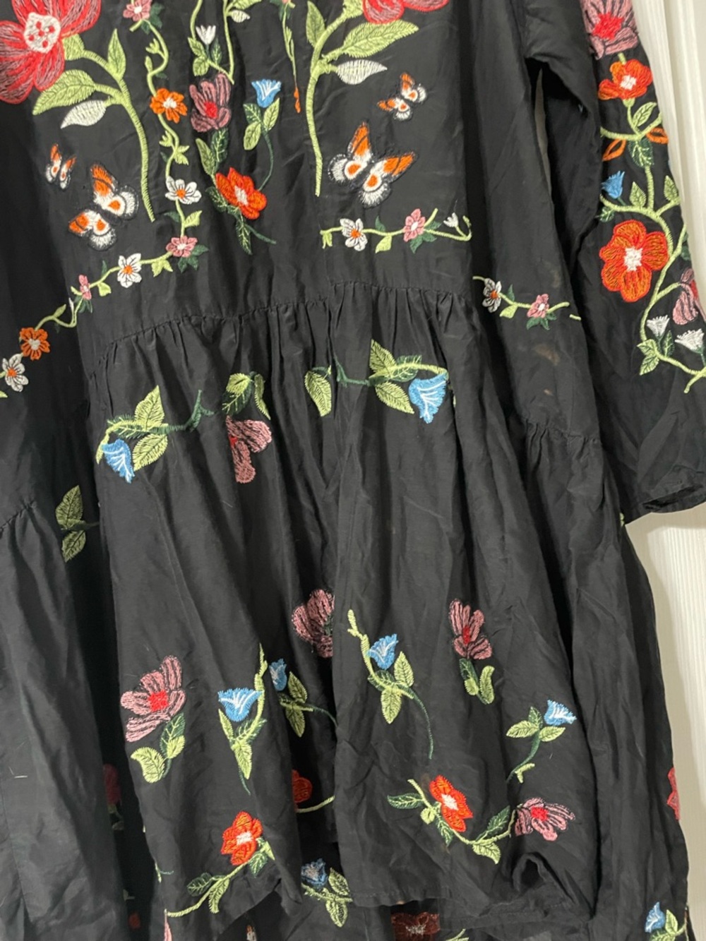 Zara Black Floral Embroidered Mini Dress - Picture 3 of 3